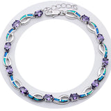 Opal Purple CZ Bracelets Women Big Jewelry Bangle SL239