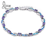 Opal Purple CZ Bracelets Women Big Jewelry Bangle SL239