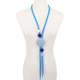 Tassel Rubber Necklace Punk Silver Metal Wooden Beads Pendant Necklace