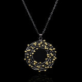 Bohemian Golden Domino Pendant Necklace Ladies Jewelry