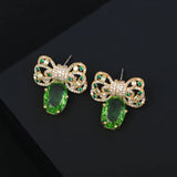 Yellow Bowknot Earrings 925 Silver Ear Studs