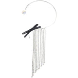 Rhinestone Tassel Choker Necklace for Women