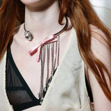 Rhinestone Tassel Choker Necklace for Women