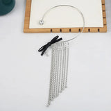 Rhinestone Tassel Choker Necklace for Women