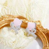 Bowknot Stud Earrings 925 Sterling Silver Vintage Ear Earing Wedding Party Gift