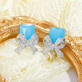 Bowknot Stud Earrings 925 Sterling Silver Vintage Ear Earing Wedding Party Gift