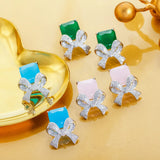 Bowknot Stud Earrings 925 Sterling Silver Vintage Ear Earing Wedding Party Gift