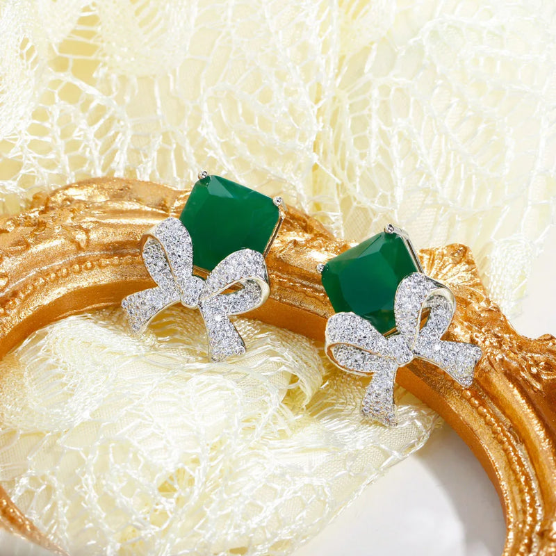 Bowknot Stud Earrings 925 Sterling Silver Vintage Ear Earing Wedding Party Gift