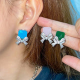 Bowknot Stud Earrings 925 Sterling Silver Vintage Ear Earing Wedding Party Gift