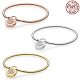 925 Silver Padlock Snake Bone Bracelet for Charm Beads DIY Gift