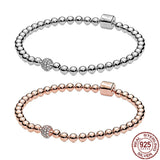 925 Sterling Silver Snake Chain Bead Chain Bracelet for European Charm DIY