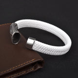 Braided Leather Bracelet for Men with Magnetic Steel Clasp