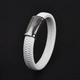 Braided Leather Bracelet for Men with Magnetic Steel Clasp