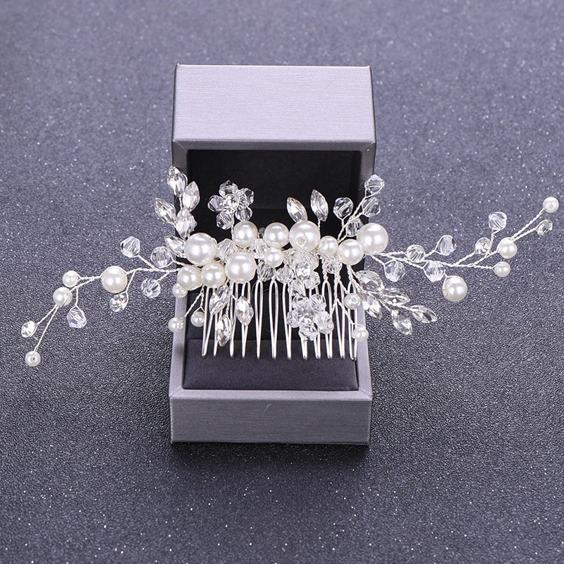 Bridal Hair Comb Wedding Hair Accessories Rhinestones Pearls Women Hairpins