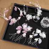 Pearl Flower Bridal Headband Earring Set Wedding Hair Jewelry