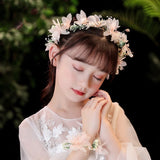 Pearl Flower Bridal Headband Earring Set Wedding Hair Jewelry