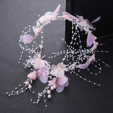 Pearl Flower Bridal Headband Earring Set Wedding Hair Jewelry