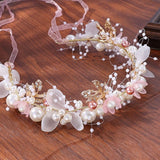 Pearl Flower Wreath Headband for Bride Wedding