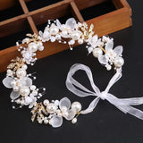 Pearl Flower Wreath Headband for Bride Wedding