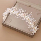 Pearl Bridal Headband Photo Prop Crown Hairband for Prom Engagement