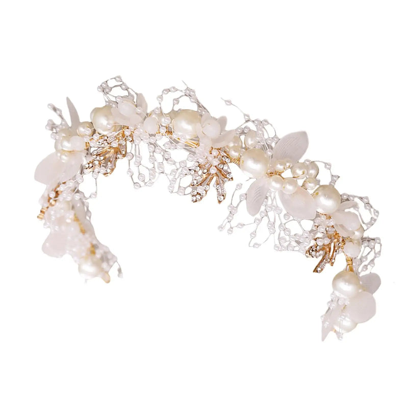 Pearl Bridal Headband Photo Prop Crown Hairband for Prom Engagement