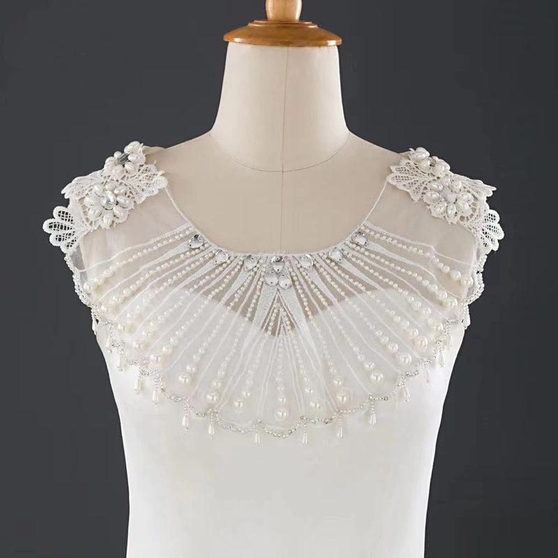 Bridal Lace Crystal Shawl Wedding Dress Pearl Shoulder Accessories