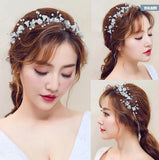 Crystal Pearl Flower Girl Headband Ribbon Headpiece Hair Jewelry