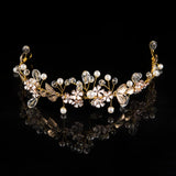Crystal Pearl Flower Girl Headband Ribbon Headpiece Hair Jewelry