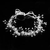 Crystal Pearl Flower Girl Headband Ribbon Headpiece Hair Jewelry