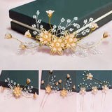 Crystal Pearl Flower Girl Headband Ribbon Headpiece Hair Jewelry