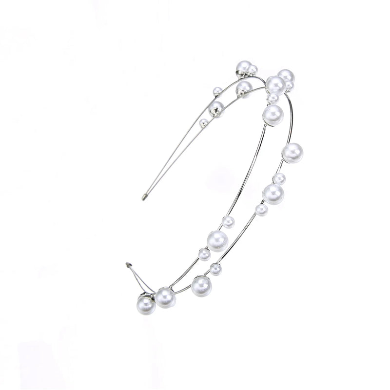 Pearl Double Layer Headpiece Rhinestone Headband Wedding Jewelry