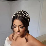Pearl Double Layer Headpiece Rhinestone Headband Wedding Jewelry