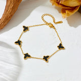 Butterflies Titanium Steel Necklace/Bracelet with Shell 18K Plated