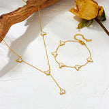 Butterflies Titanium Steel Necklace/Bracelet with Shell 18K Plated