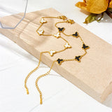 Butterflies Titanium Steel Necklace/Bracelet with Shell 18K Plated