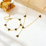 Butterflies Titanium Steel Necklace/Bracelet with Shell 18K Plated