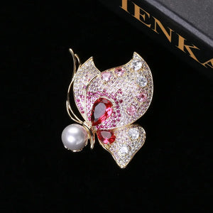 Butterfly Zirconia Brooch Coat Corsage