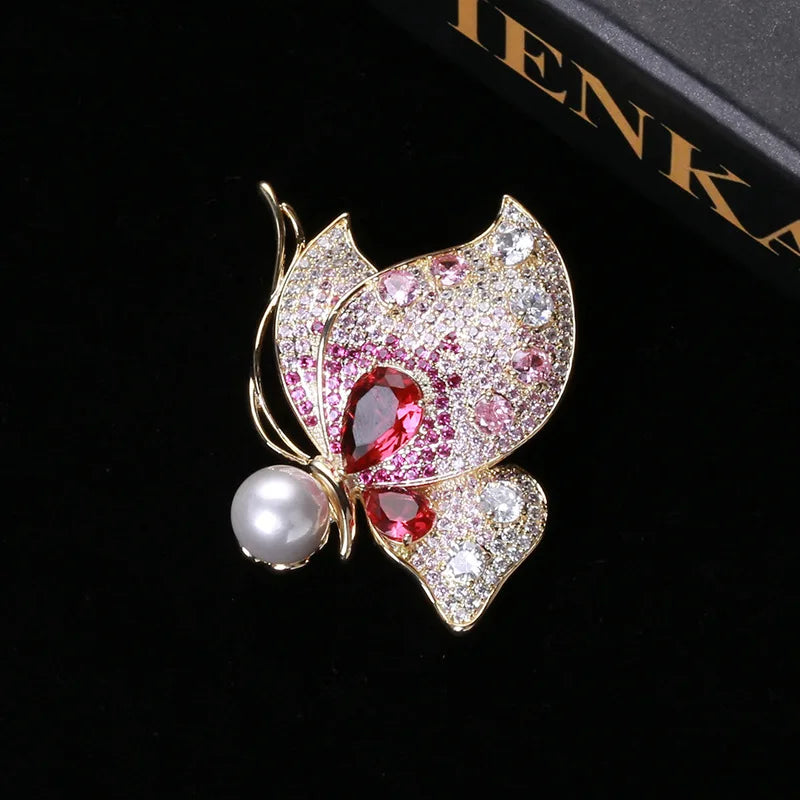 Butterfly Zirconia Brooch Coat Corsage
