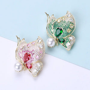 Butterfly Zirconia Brooch Coat Corsage