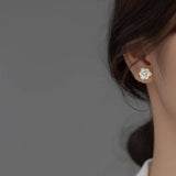 Camellia Pearl Earrings 925 Sterling Silver Flower Jewelry Gift