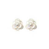 Camellia Pearl Earrings 925 Sterling Silver Flower Jewelry Gift