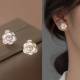 Camellia Pearl Earrings 925 Sterling Silver Flower Jewelry Gift