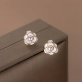 Camellia Pearl Earrings 925 Sterling Silver Flower Jewelry Gift