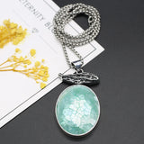 Natural Stone Shell Agate Pendant Necklace Metal Chain Women's Jewelry