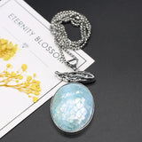Natural Stone Shell Agate Pendant Necklace Metal Chain Women's Jewelry