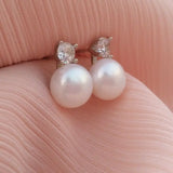 Charming Pair 10-9mm Akoya Pearl Earrings 925S at Party