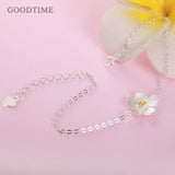 Cherry Blossom Shape 925 Sterling Silver Bracelet Rhinestone Heart Jewelry