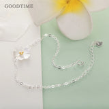 Cherry Blossom Shape 925 Sterling Silver Bracelet Rhinestone Heart Jewelry