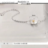 Cherry Blossom Shape 925 Sterling Silver Bracelet Rhinestone Heart Jewelry