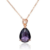 Amethyst Gemstone Diamond Pendant Necklace 14k Rose Choker
